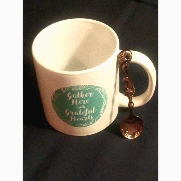 Coffee mug + ANTIQUE STYLE SPOON - Picture 1 of 5